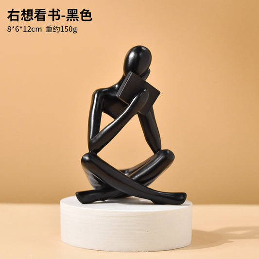 Abstract Reading Figure Statue Home Living Room Bookshelf Desktop Resin Craft Ornament