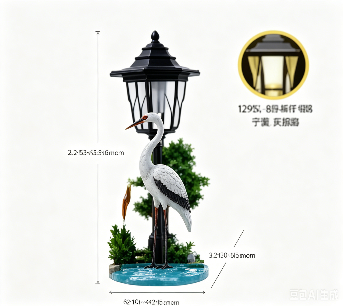 太阳能六角花园灯动物庭院摆件 创意合成树脂工艺品 牧场公园户外花坛装饰灯 现代简约风景观灯 夜间自动发光 多种动物造型